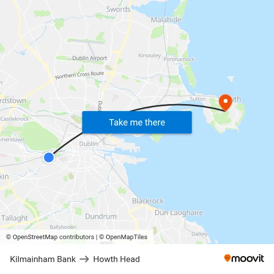 Kilmainham Bank to Howth Head map