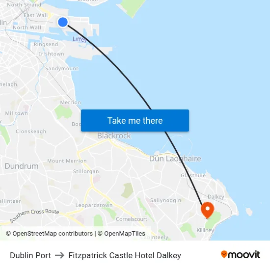 Dublin Port to Fitzpatrick Castle Hotel Dalkey map