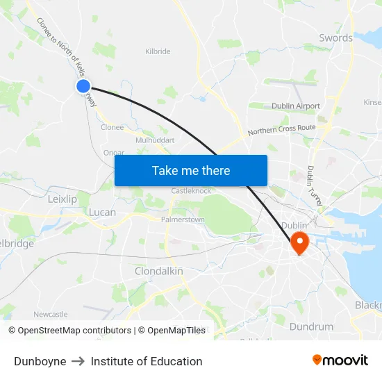 Dunboyne to Institute of Education map