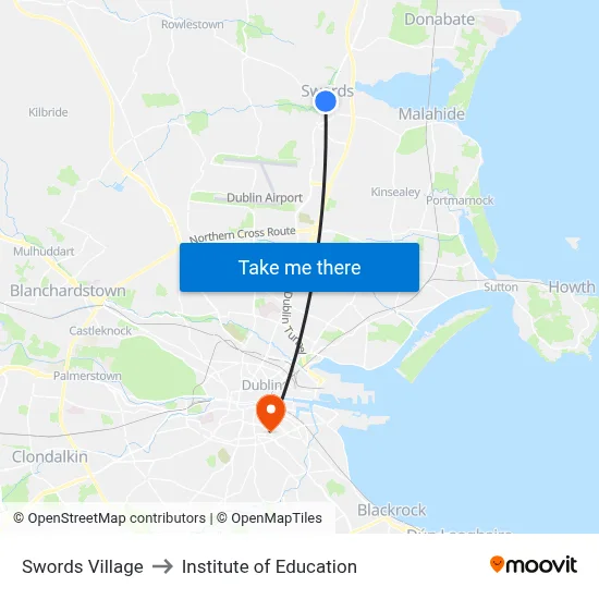 Swords Village to Institute of Education map