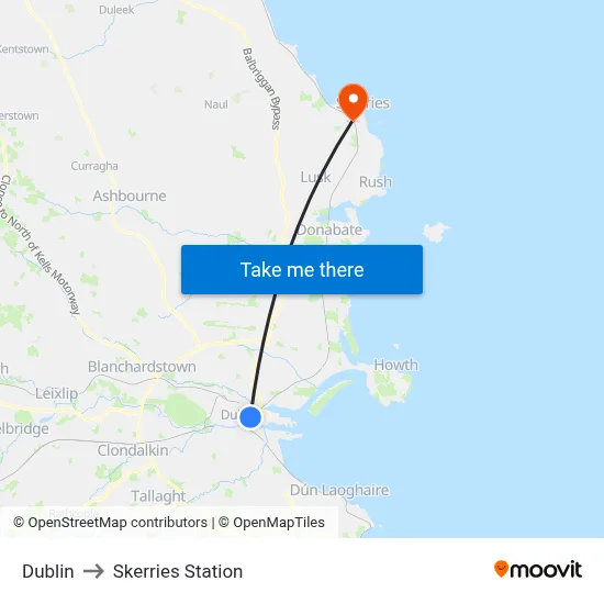 Dublin to Skerries Station map