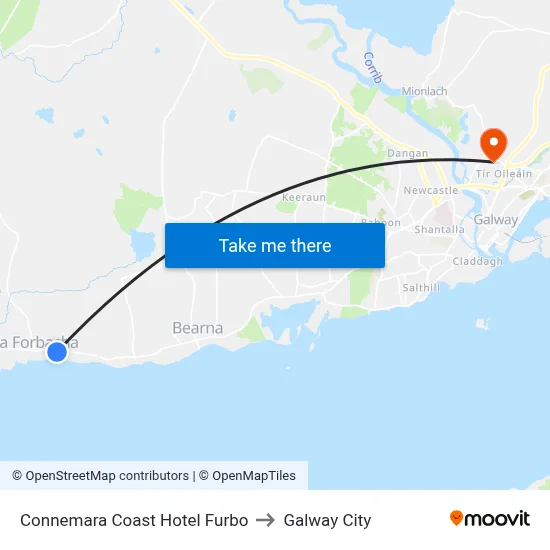 Connemara Coast Hotel Furbo to Galway City map