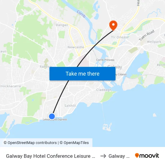 Galway Bay Hotel Conference Leisure Centre to Galway City map