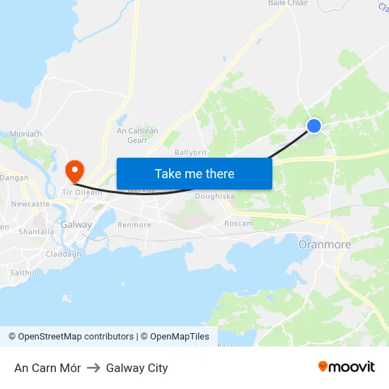 An Carn Mór to Galway City map