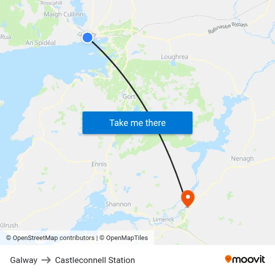 Galway to Castleconnell Station map