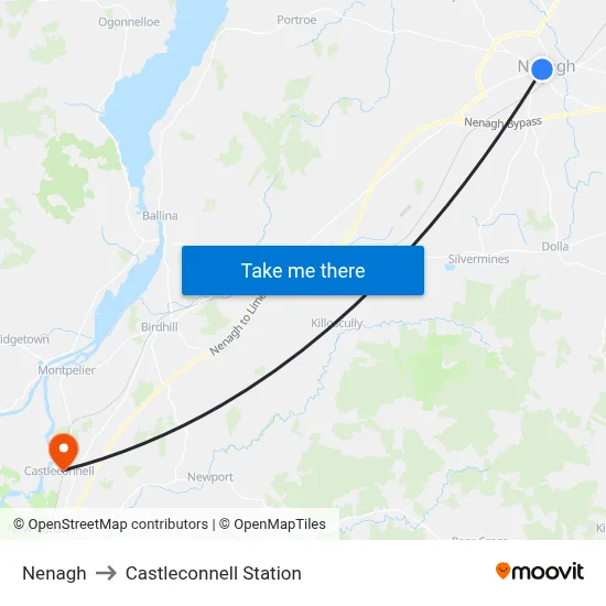 Nenagh to Castleconnell Station map