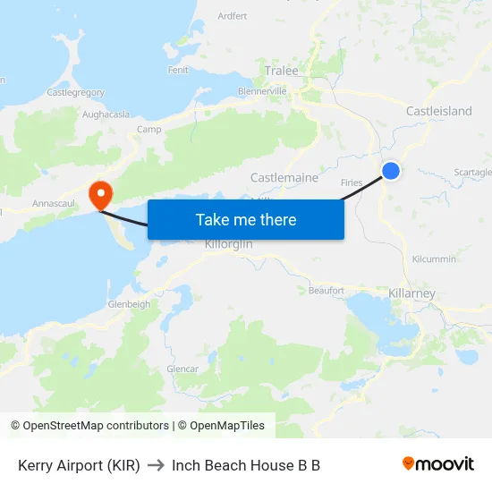Kerry Airport (KIR) to Inch Beach House B B map