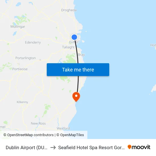 Dublin Airport (DUB) to Seafield Hotel Spa Resort Gorey map