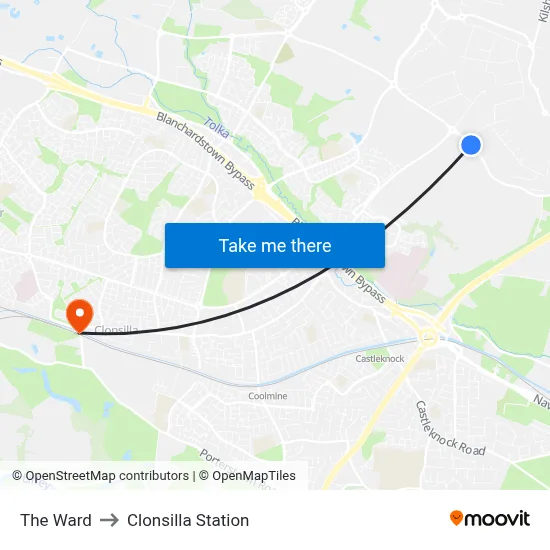 The Ward to Clonsilla Station map