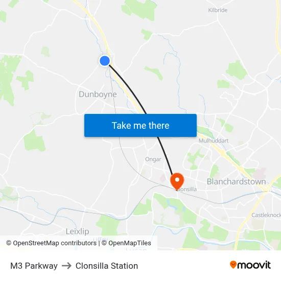 M3 Parkway to Clonsilla Station map