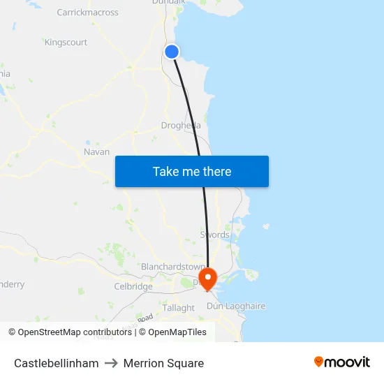 Castlebellinham to Merrion Square map