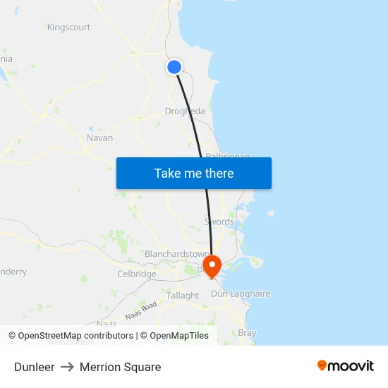 Dunleer to Merrion Square map