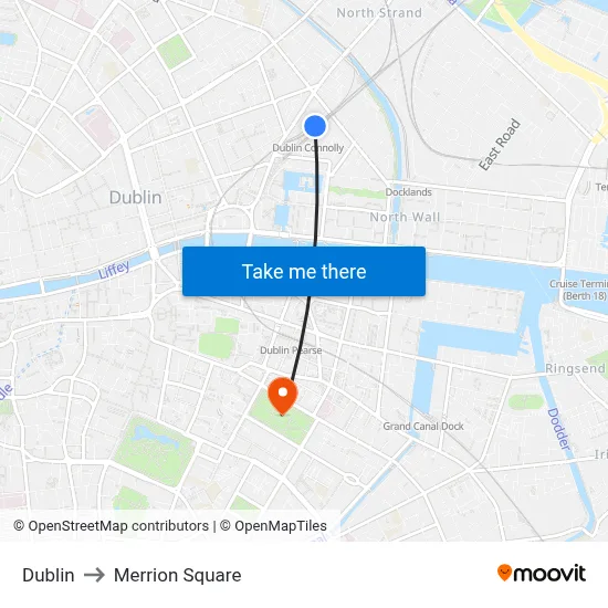 Dublin to Merrion Square map