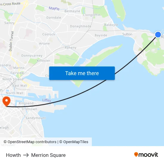 Howth to Merrion Square map
