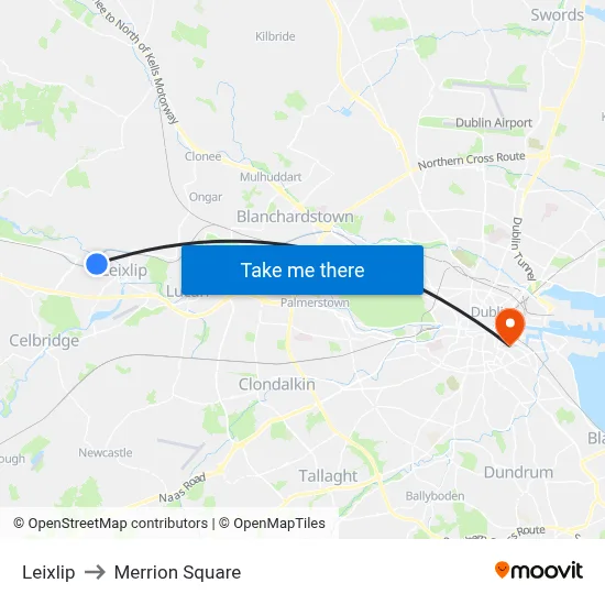 Leixlip to Merrion Square map