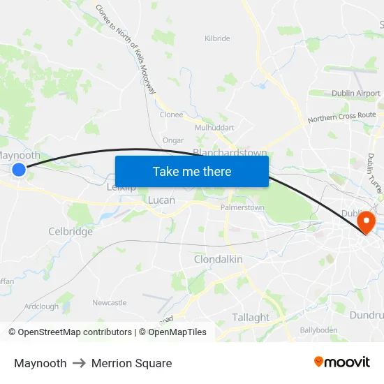 Maynooth to Merrion Square map
