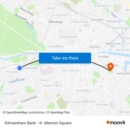 Kilmainham Bank to Merrion Square map