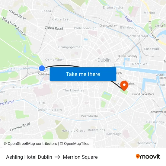 Ashling Hotel Dublin to Merrion Square map