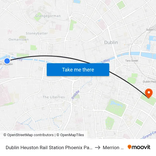 Dublin Heuston Rail Station Phoenix Park &amp; Dublin Zoo to Merrion Square map