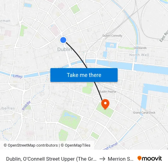 Dublin, O'Connell Street Upper (The Gresham Hotel) to Merrion Square map