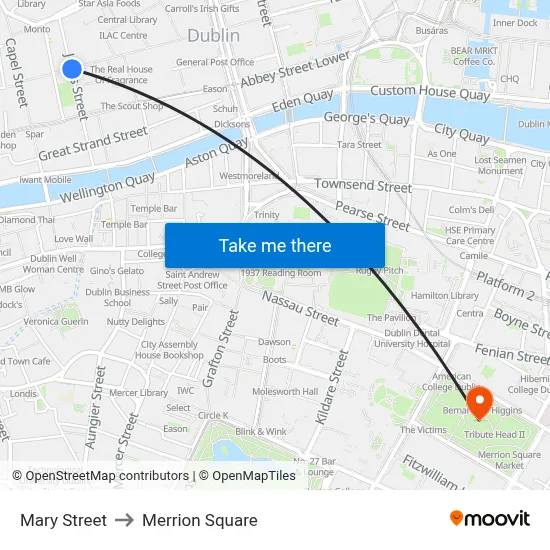 Mary Street to Merrion Square map