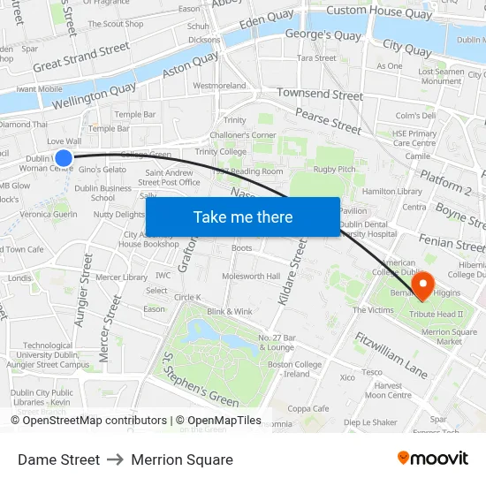 Dame Street to Merrion Square map