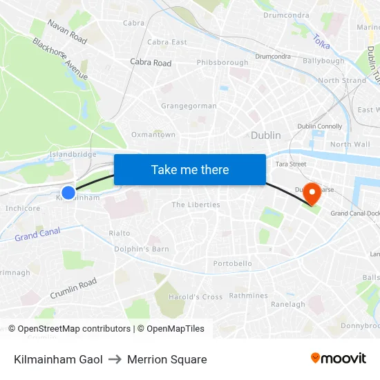 Kilmainham Gaol to Merrion Square map