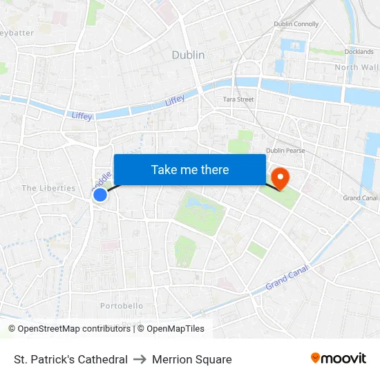 St. Patrick's Cathedral to Merrion Square map