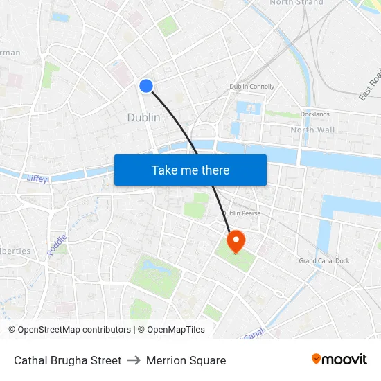 Cathal Brugha Street to Merrion Square map