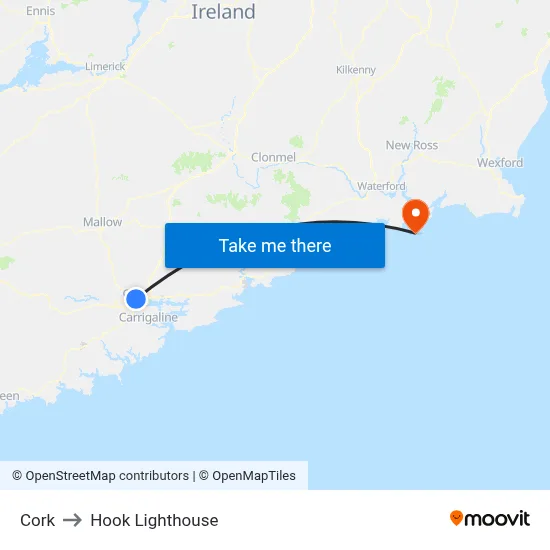 Cork to Hook Lighthouse map