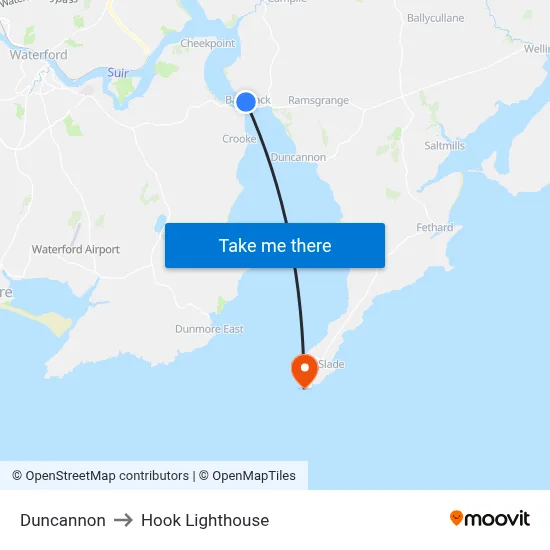 Duncannon to Hook Lighthouse map