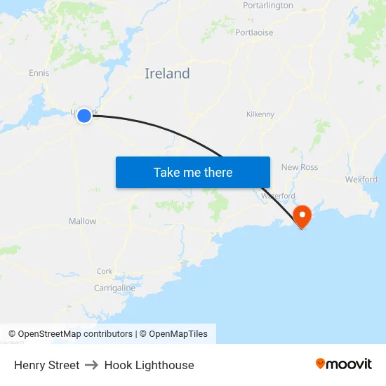 Henry Street to Hook Lighthouse map