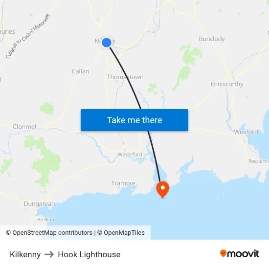 Kilkenny to Hook Lighthouse map