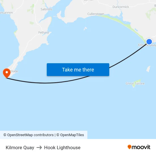 Kilmore Quay to Hook Lighthouse map