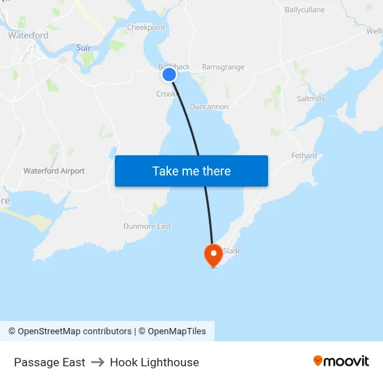 Passage East to Hook Lighthouse map