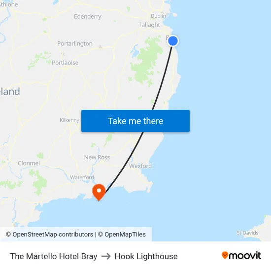 The Martello Hotel Bray to Hook Lighthouse map