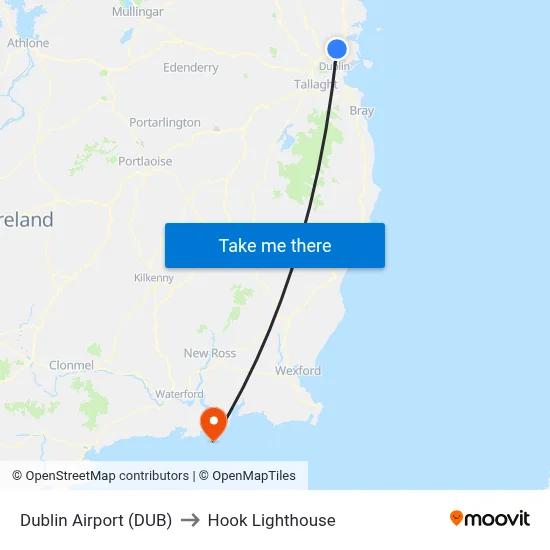 Dublin Airport (DUB) to Hook Lighthouse map