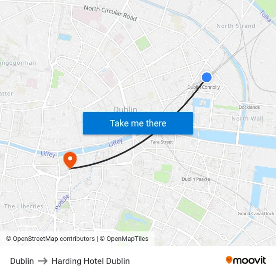 Dublin to Harding Hotel Dublin map