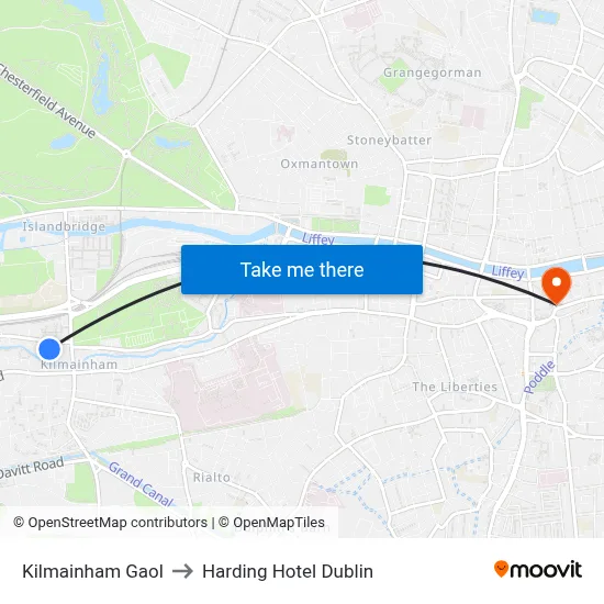 Kilmainham Gaol to Harding Hotel Dublin map