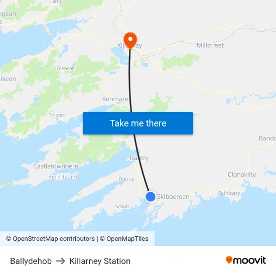 Ballydehob to Killarney Station map