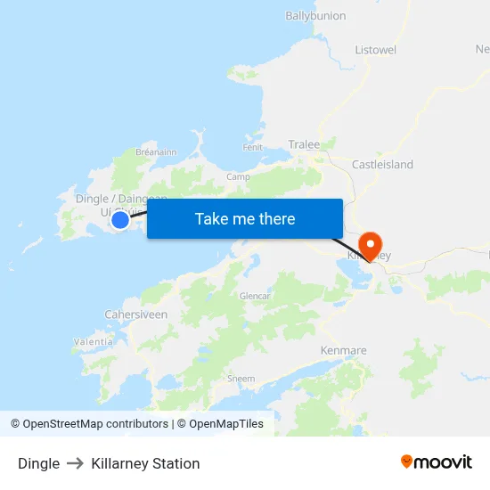 Dingle to Killarney Station map