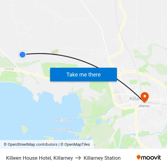 Killeen House Hotel, Killarney to Killarney Station map