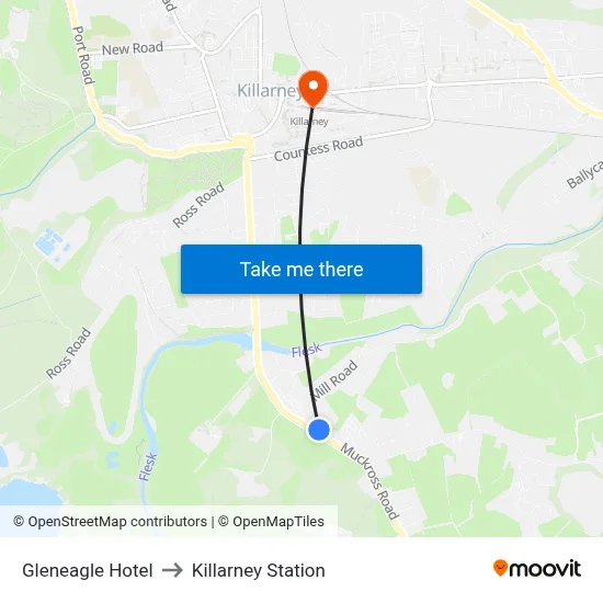 Gleneagle Hotel to Killarney Station map