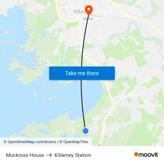 Muckross House to Killarney Station map