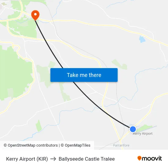Kerry Airport (KIR) to Ballyseede Castle Tralee map