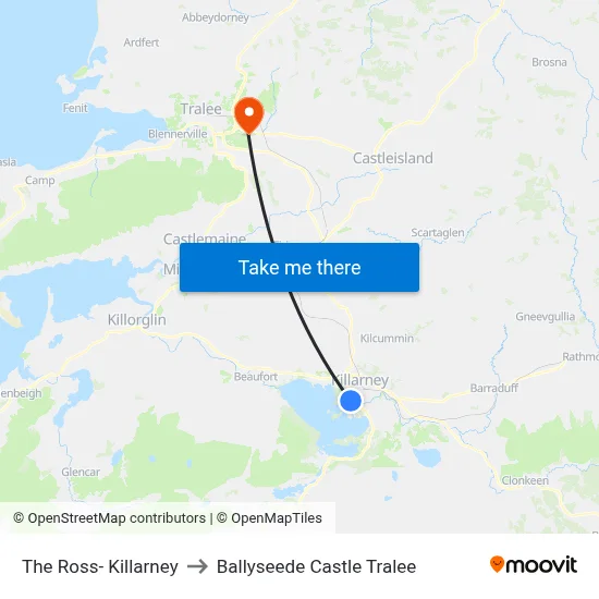 The Ross- Killarney to Ballyseede Castle Tralee map