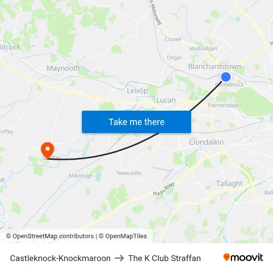 Castleknock-Knockmaroon to The K Club Straffan map