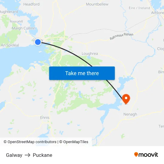 Galway to Puckane map