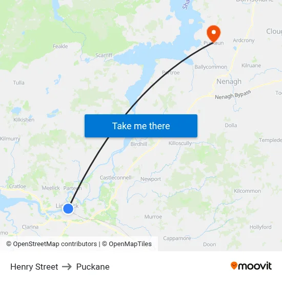 Henry Street to Puckane map
