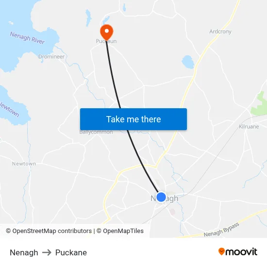 Nenagh to Puckane map